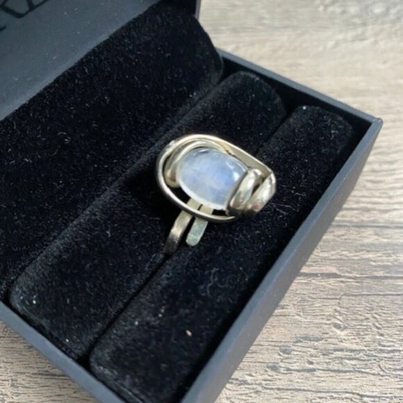 White Beach Sea Glass Adjustable Silver Ring Sz 7 - Picture 3 of 10